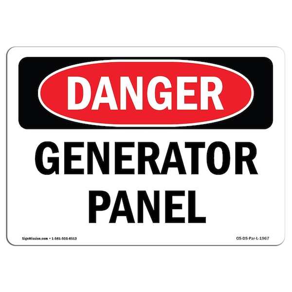Safety Sign, OSHA Danger, 3.5" Height, Generator Panel, Landscape, 10PK